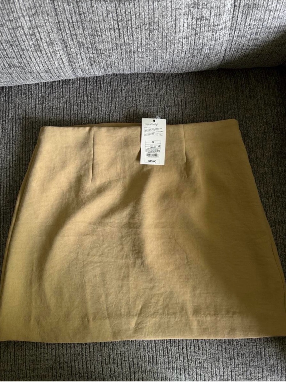 Classic Camel Linen-Blend Mini Skirt